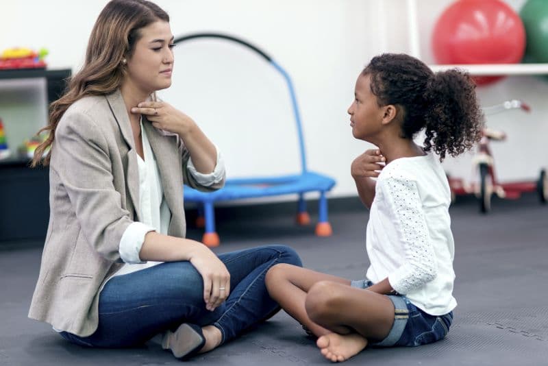 Child in autism therapy session